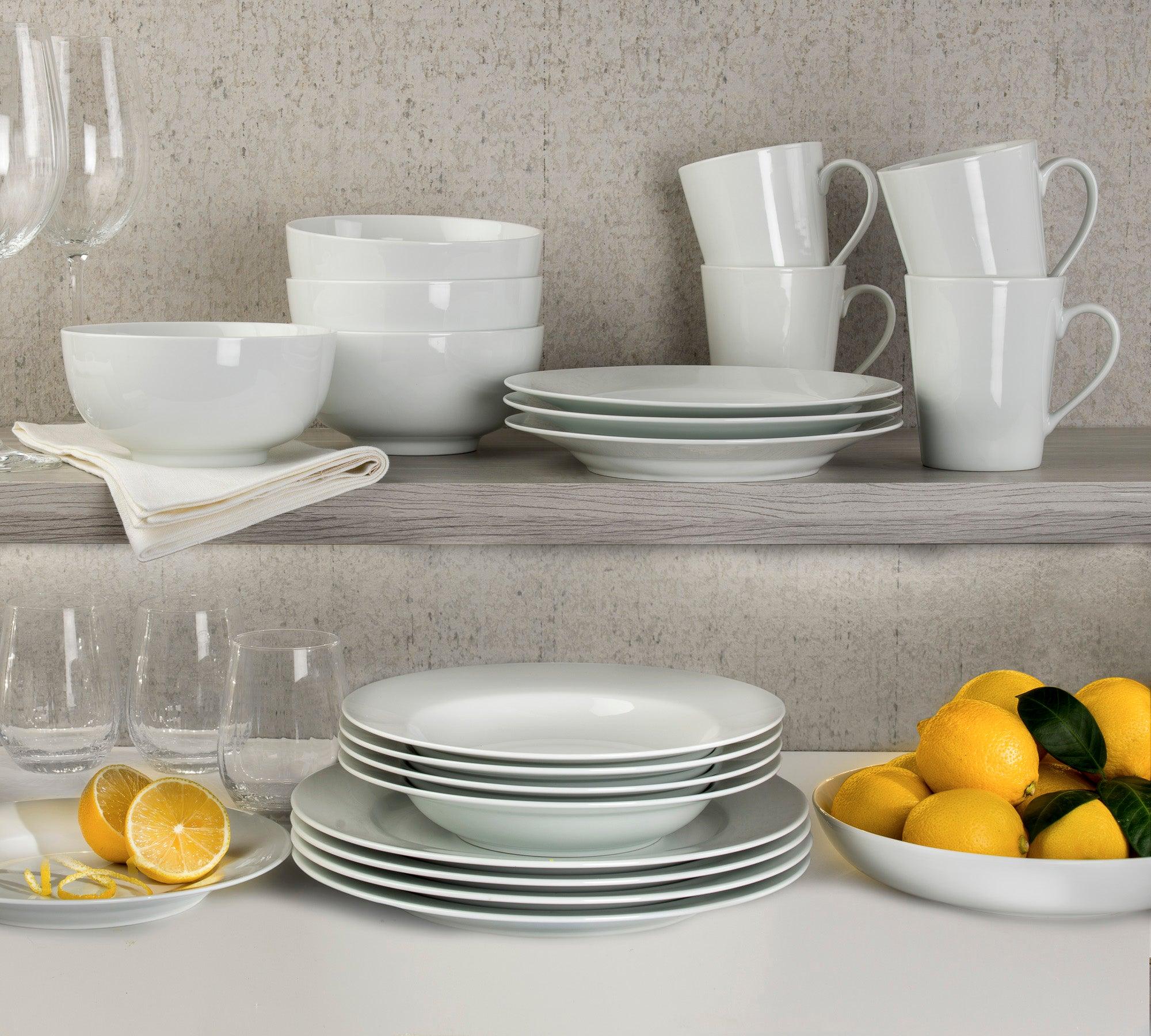 Claire Everyday Classic Rim 16 Piece Dinnerware Set, With Cereal Bowls Assorted - Euro Ceramica 