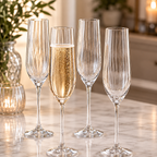 Waterfall Collection Fluted Champagne Glasses , 6.5 oz — Set of 4