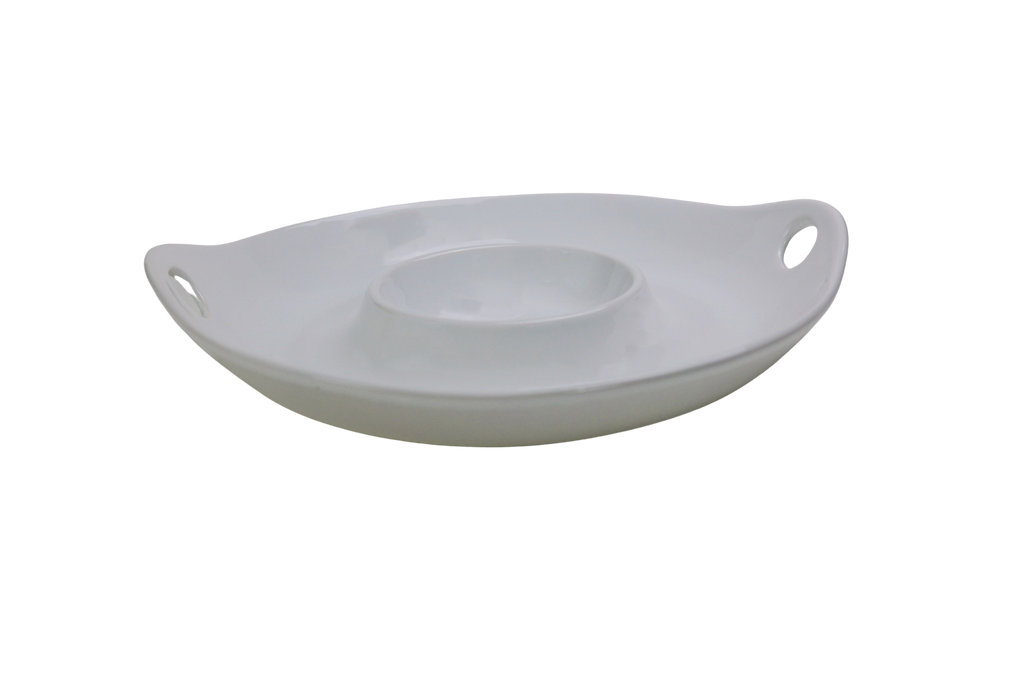 Euro Essential Classic White Chip and Dip Serving Platter