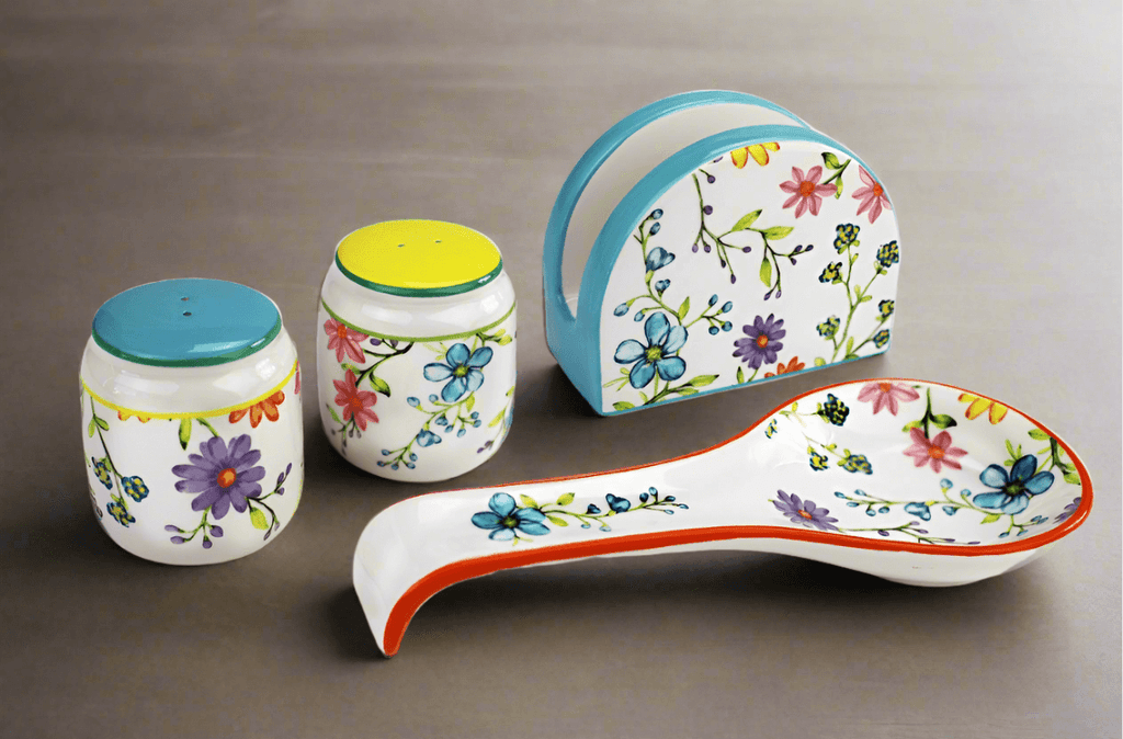 Charlotte Table Accessory Set - Spoon Rest, Napkin Holder, Salt & Pepper