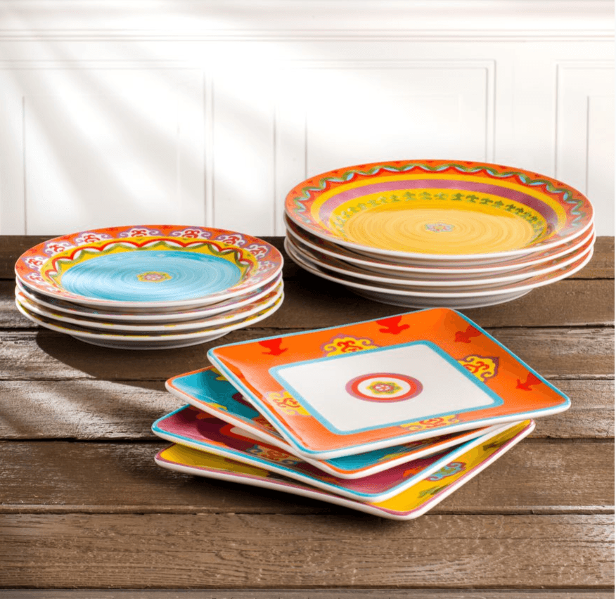 Galicia 4 pc Canape Plates | Appetizer Plates | Lunch Plates 4 Pieces Set - Euro Ceramica 