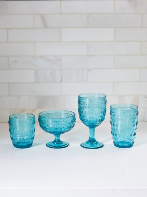Fez Glassware 4 Piece 14oz Highball Glass Set in Turquoise