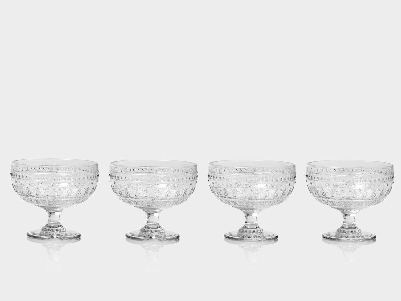 Fez Footed Compote Glass Bowls -- Set of 4 - Euro Ceramica 