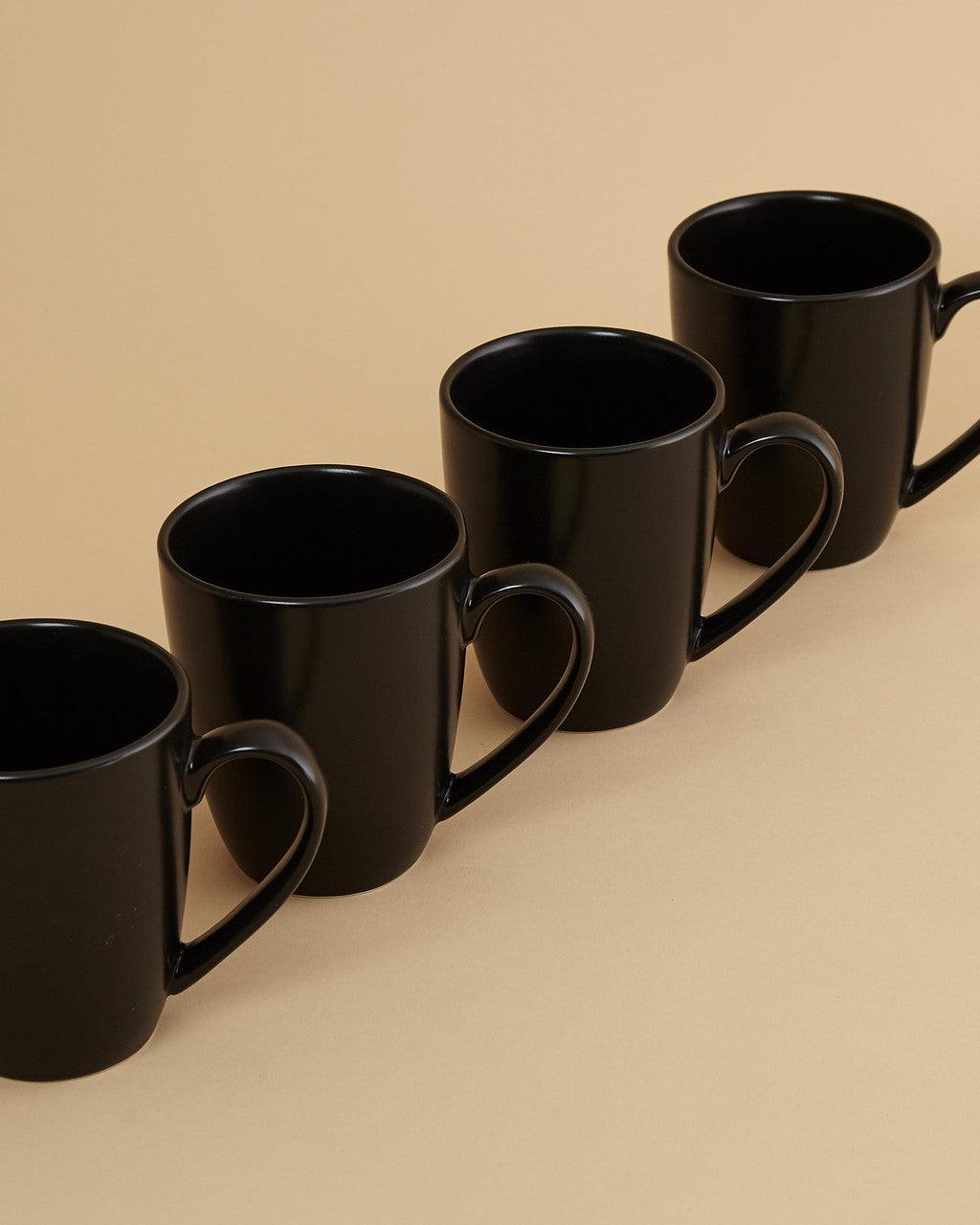 Euro Essential 4 Piece Mug Set, Semi-Matte Black - Euro Ceramica 