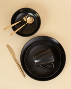 Euro Essential 4 Piece Dinner Plate Set, Semi-Matte Black - Euro Ceramica 
