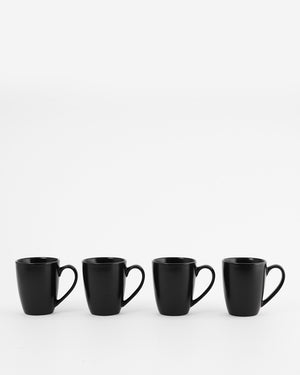 Euro Essential 4 Piece Mug Set, Semi-Matte Black - Euro Ceramica 