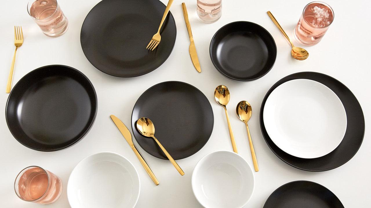 Euro Essential 4 Piece Salad Plate Set, Semi-Matte Black - Euro Ceramica 