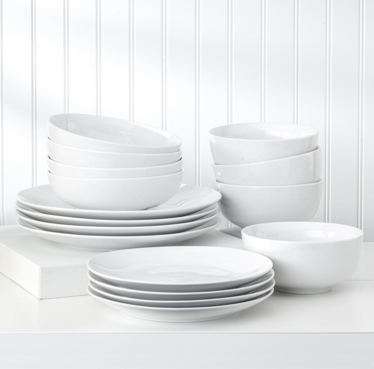 White Essential Salad Plates Set - Euro Ceramica 