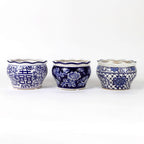 Blue and White Terrace Garden Planter Set - Euro Ceramica 