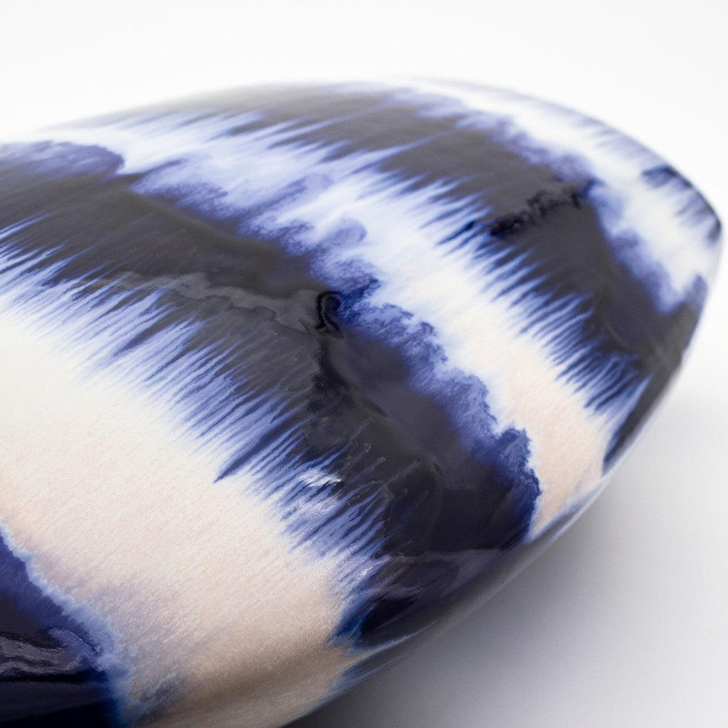 Fusion Cobalt Drip Flat Oval Vase - Euro Ceramica 