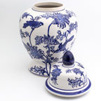Blue Garden Bird and Blossom Ginger Jar - Euro Ceramica 