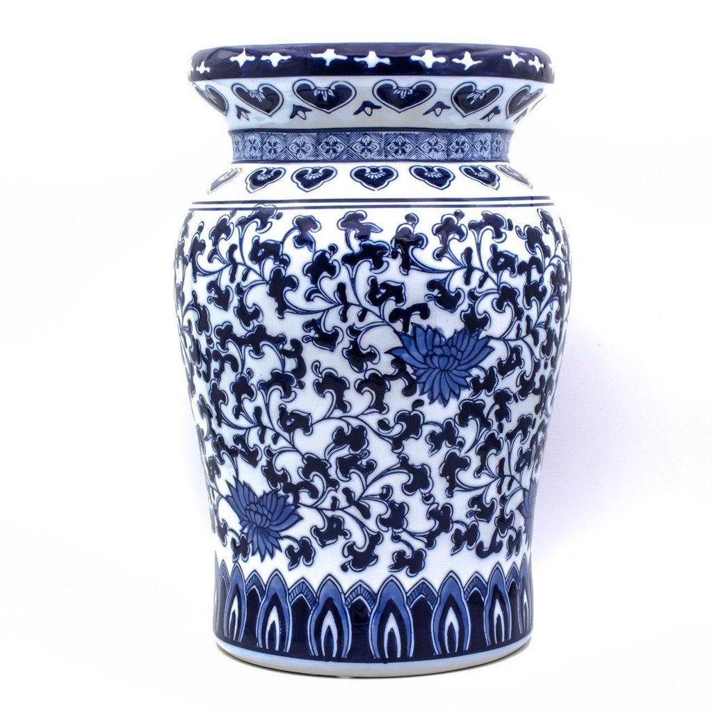 Blue Garden White Lotus Podium Stool - Euro Ceramica 