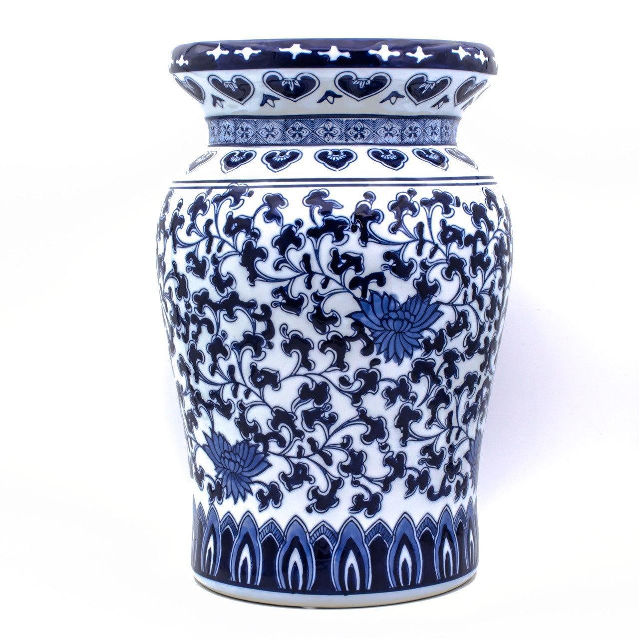 Blue Garden White Lotus Podium Stool - Euro Ceramica 