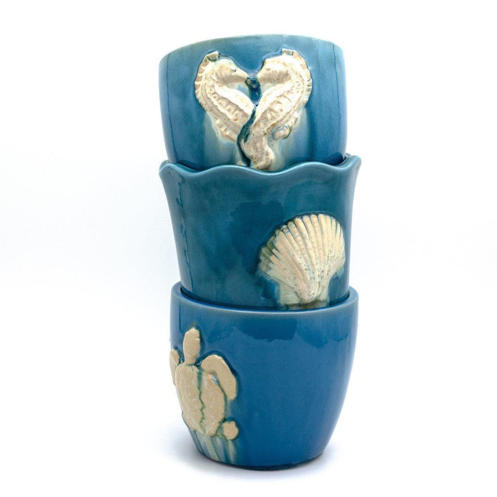 Ocean Grotto Seahorse Footed Planter - Euro Ceramica 