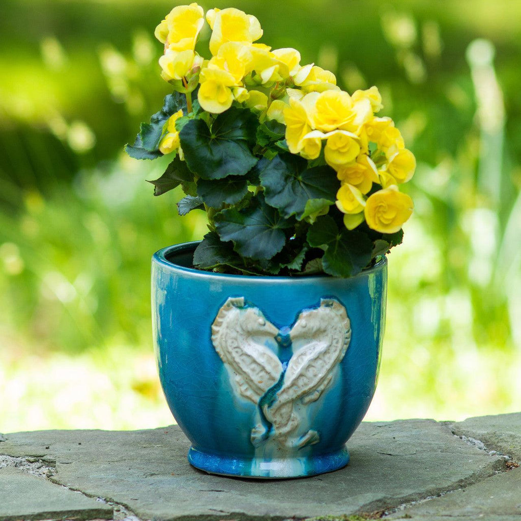 Ocean Grotto Seahorse Footed Planter - Euro Ceramica 