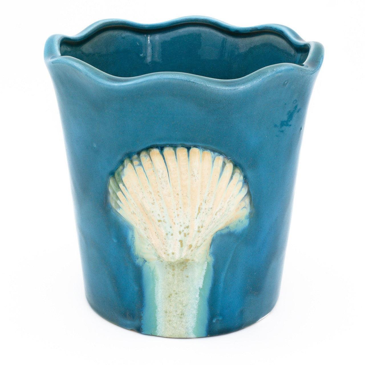 Ocean Grotto Seashell Scalloped Planter - Euro Ceramica 