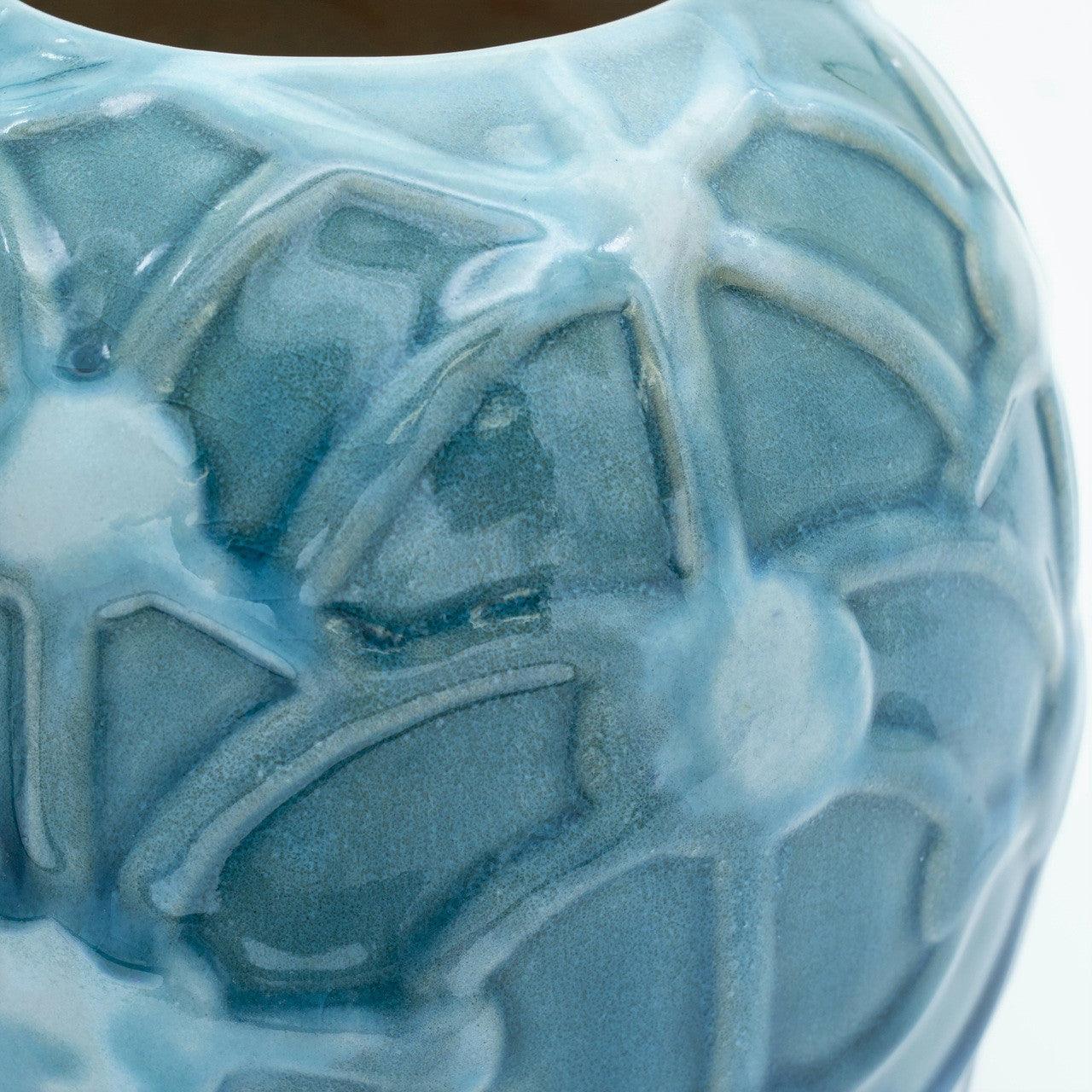 Grotto Aqua Rope Emboss Round Vase - Euro Ceramica 