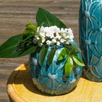 Grotto Aqua Rope Emboss Round Vase - Euro Ceramica 