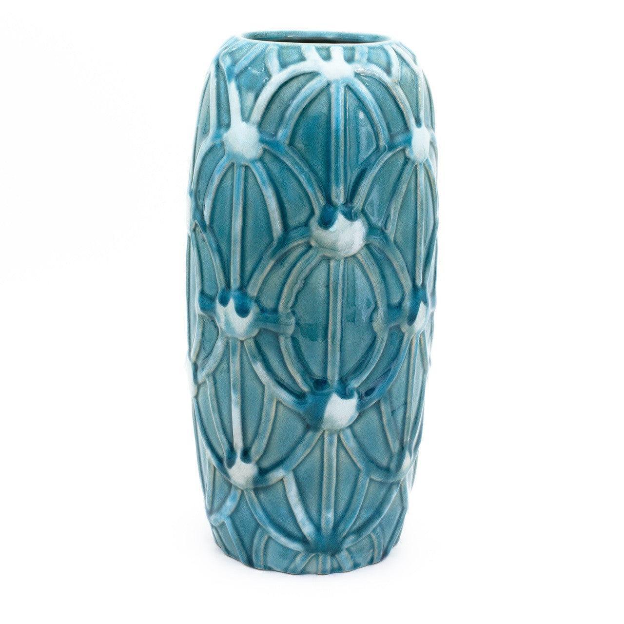 Grotto Aqua Rope Emboss Column Vase - Euro Ceramica 