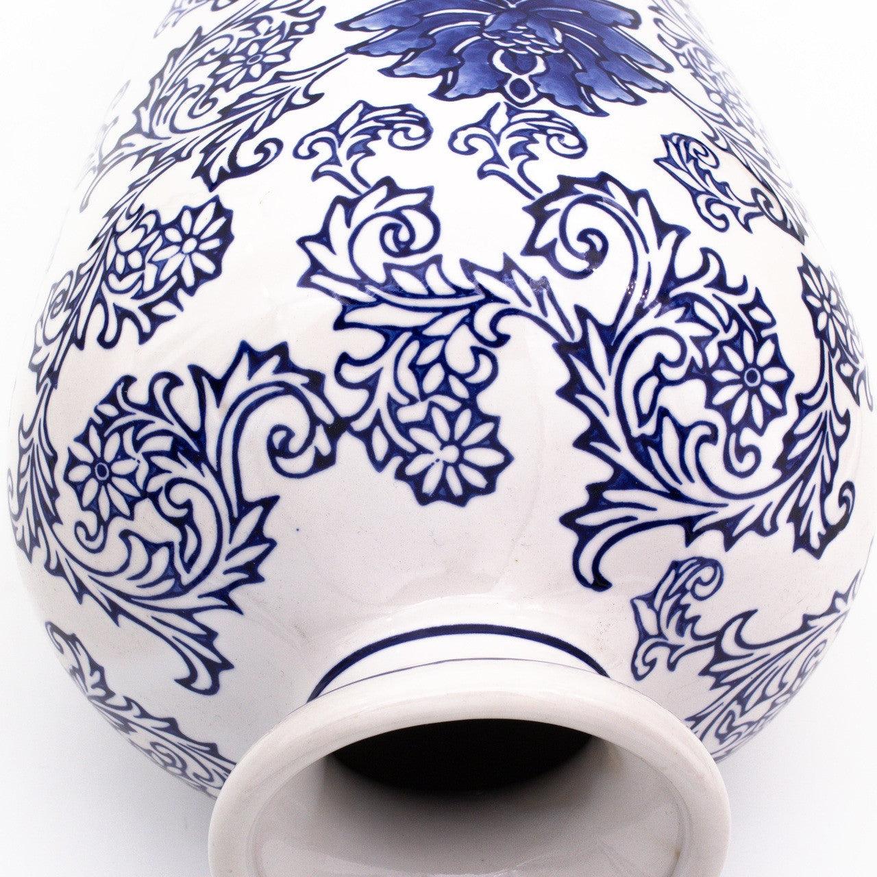 Blue Garden Tall White Lotus Shoulder Vase - Euro Ceramica 