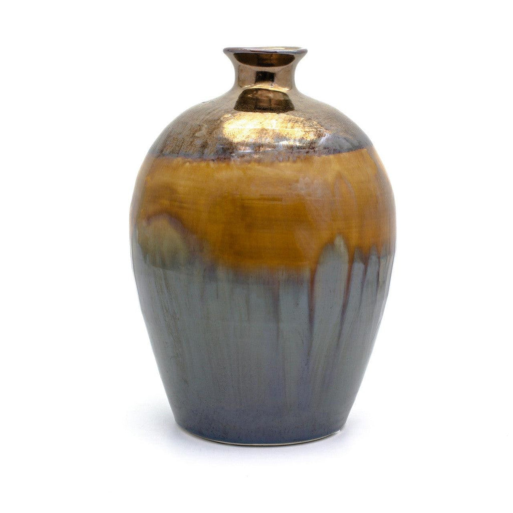 Patina Sienna Oval Bottle Vase - Euro Ceramica 