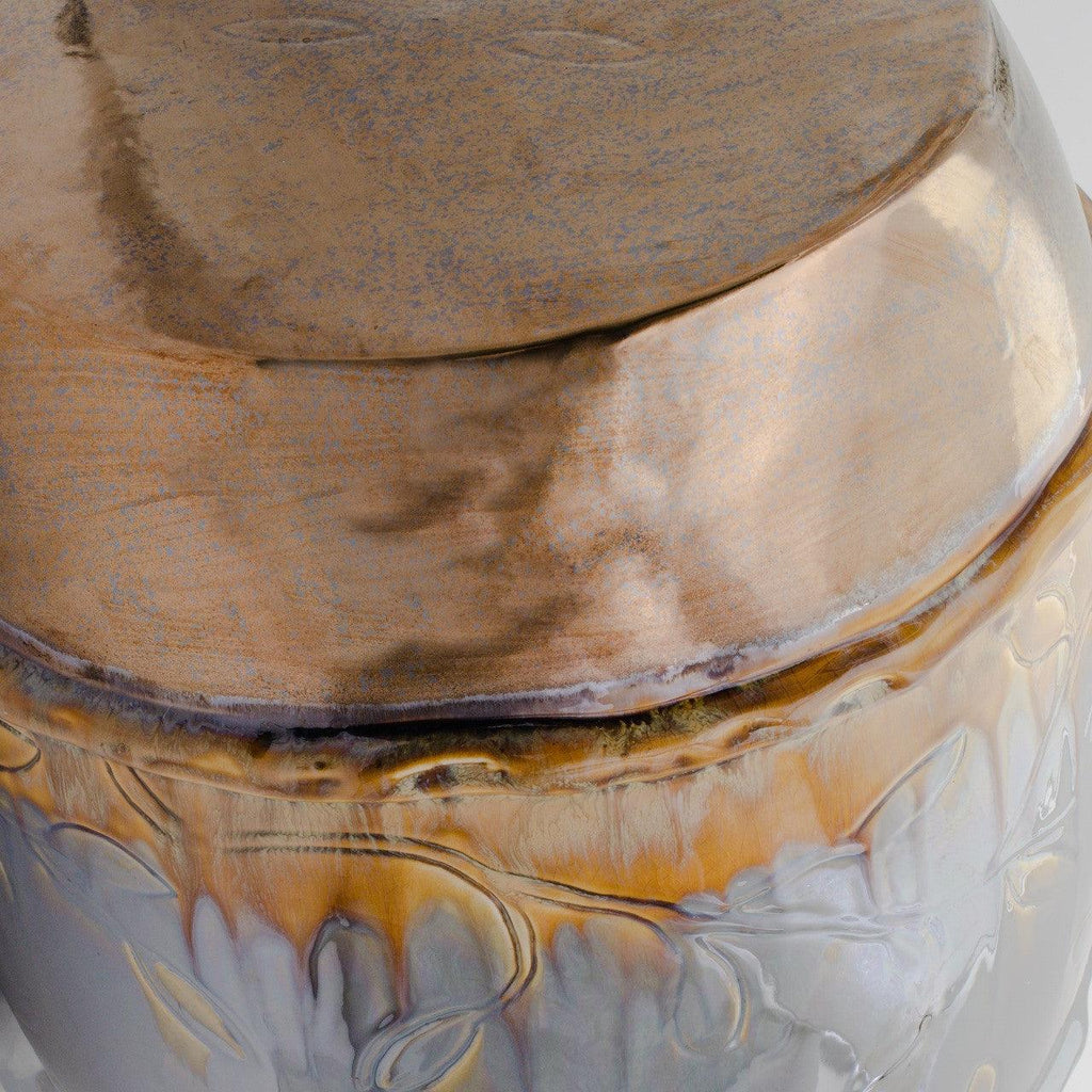 Patina Sienna Ridged Drum Stool - Euro Ceramica 
