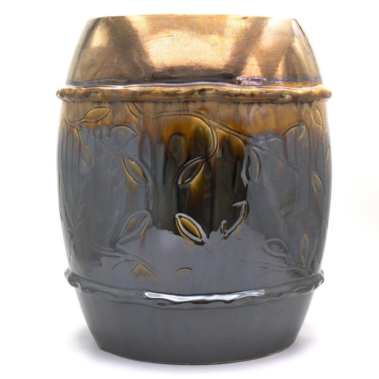 Patina Sienna Ridged Drum Stool - Euro Ceramica 