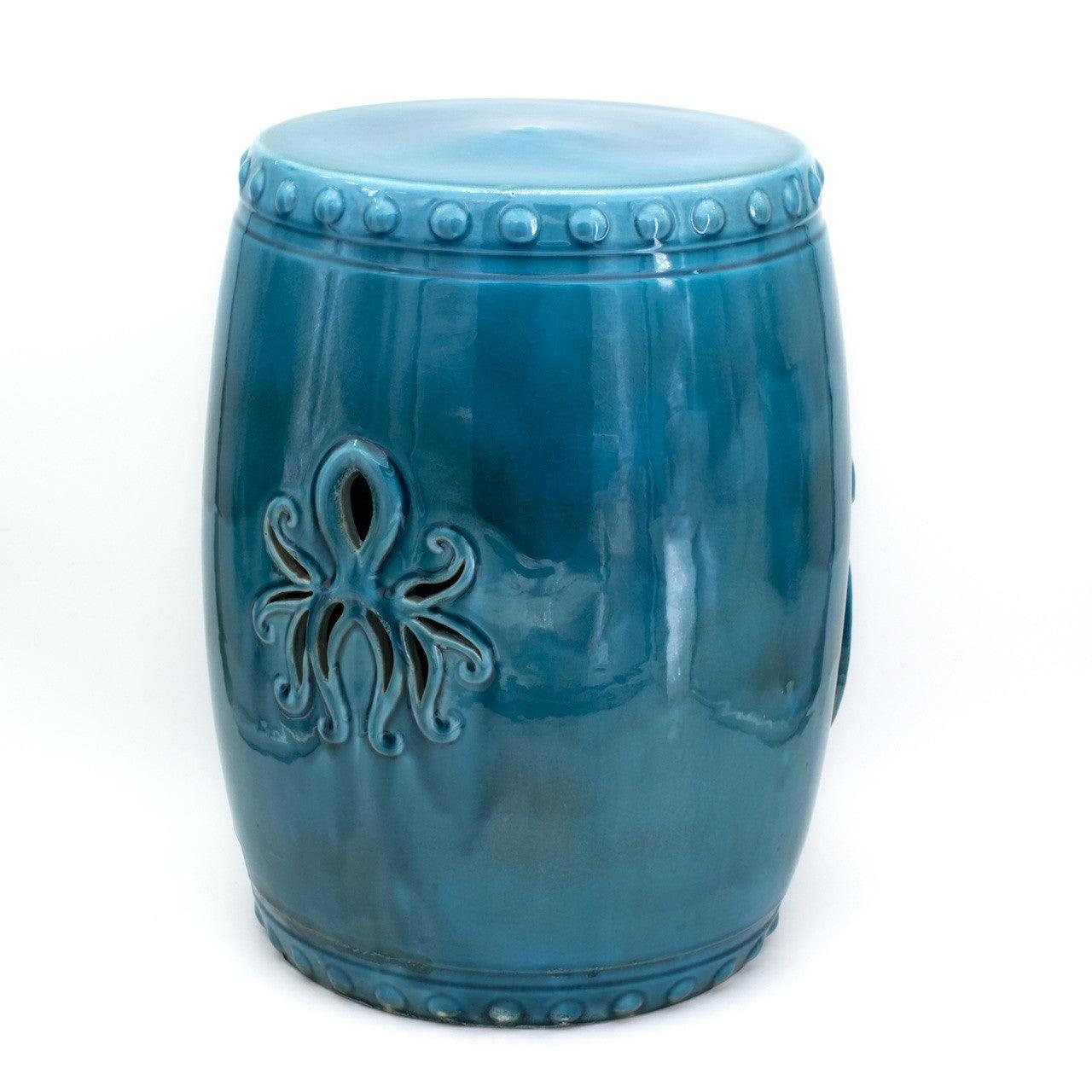 Ocean Grotto Aqua Kraken Garden Stool - Euro Ceramica 