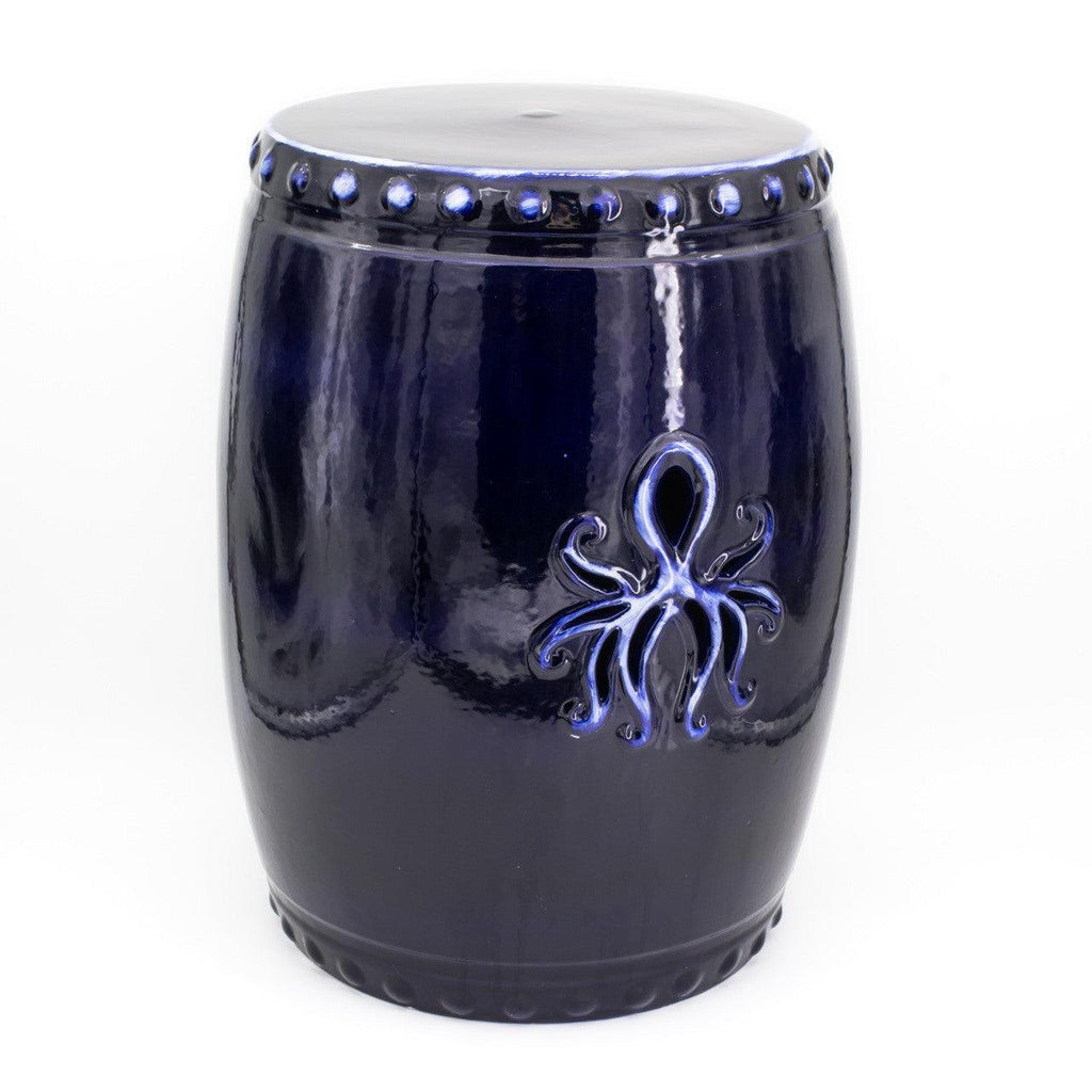 Ocean Grotto Cobalt Kraken Garden Stool - Euro Ceramica 