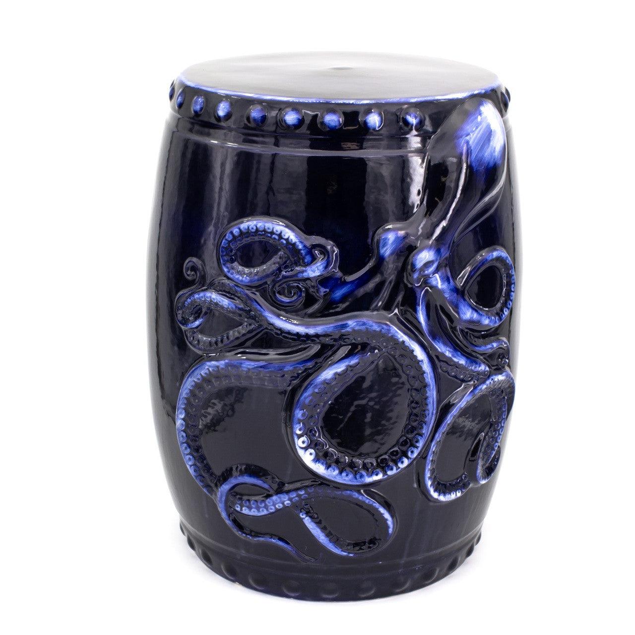 Ocean Grotto Cobalt Kraken Garden Stool - Euro Ceramica 