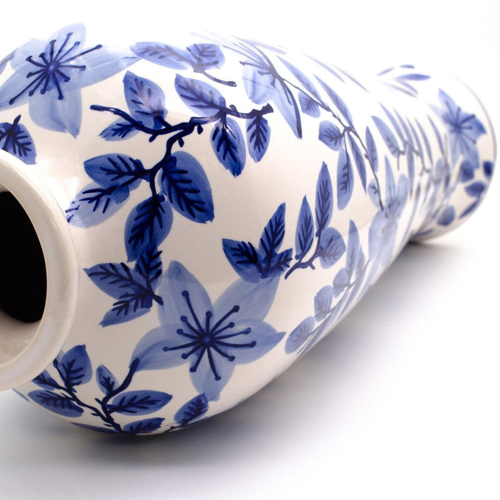 Blue Garden Tall Azalea Shoulder Vase - Euro Ceramica 