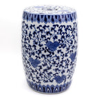 Blue Garden White Lotus Drum Stool - Euro Ceramica 