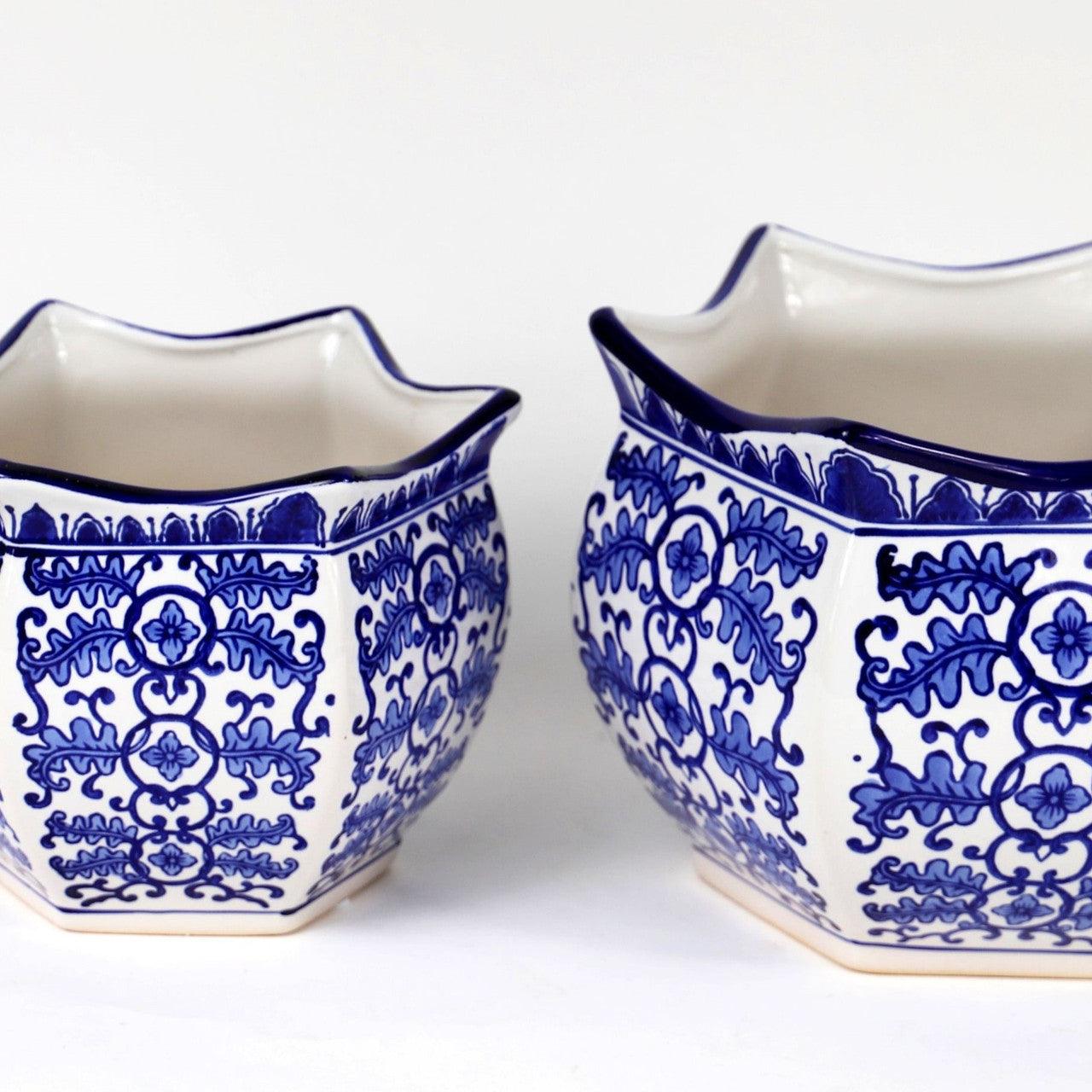 Blue Garden Decorative Flower C Planter Set Of 3 - Euro Ceramica 