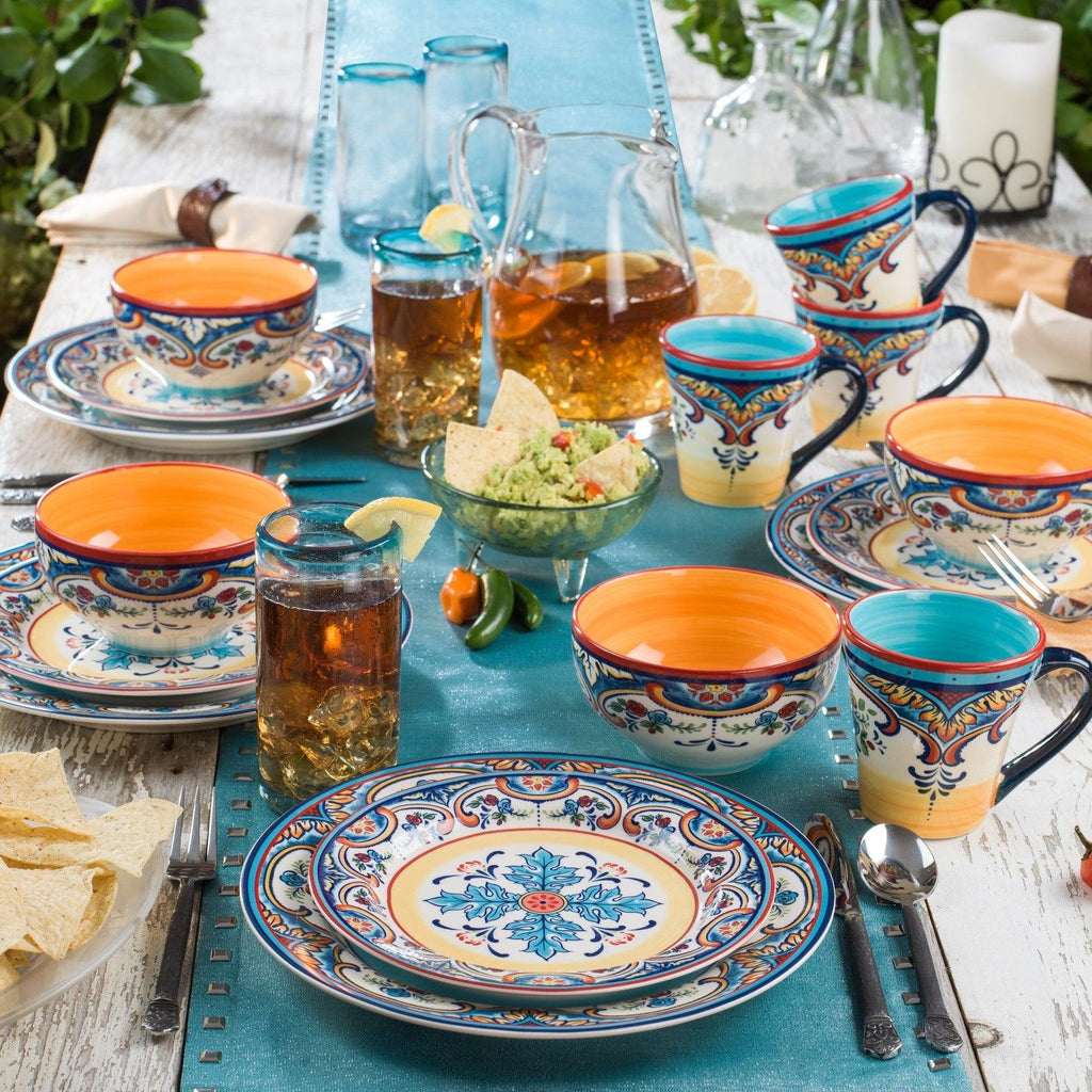 Zanzibar 16 Piece Stoneware Dinnerware Set, Service for 4 - Euro Ceramica 