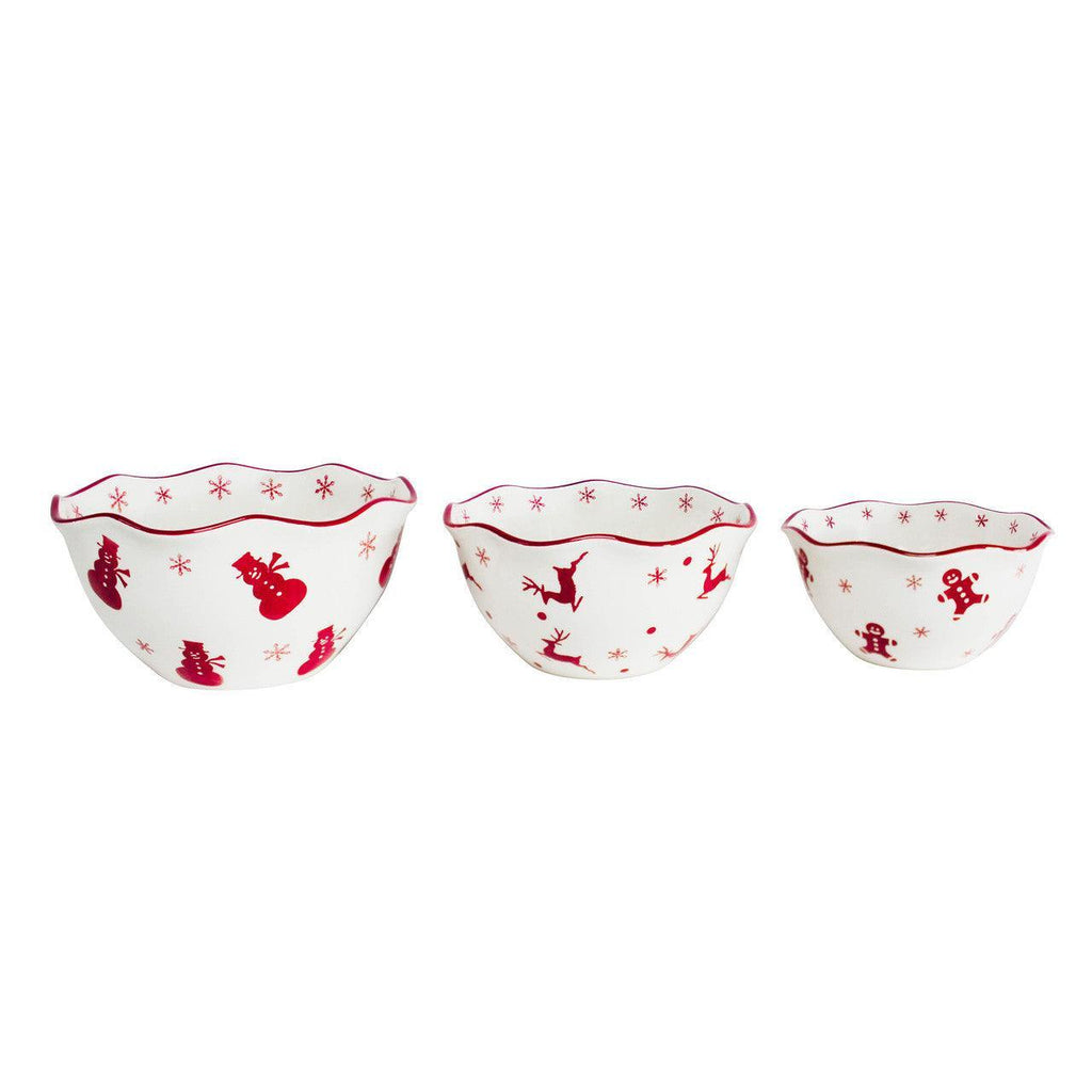 Winterfest 3 Piece Nesting Serving Bowl Set - Euro Ceramica 