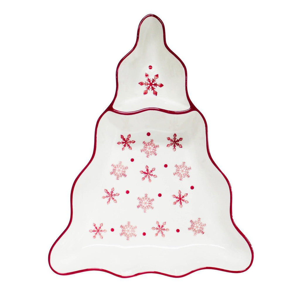 Winterfest Chip and Dip Tree Platter/Dish - Euro Ceramica 