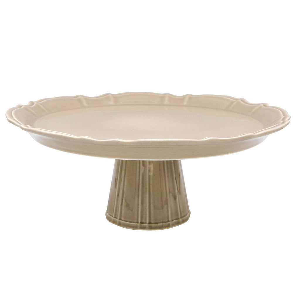 Chloe 13.5" Footed Cake Plate - Taupe - Euro Ceramica 