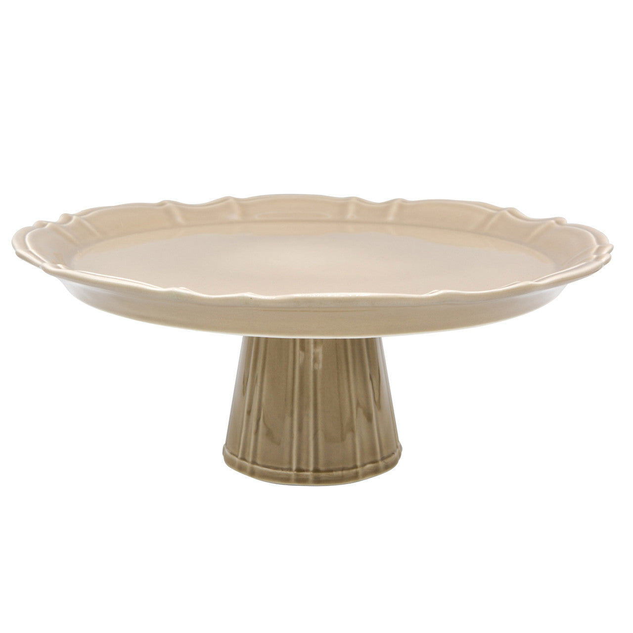 Chloe 13.5" Footed Cake Plate - Taupe