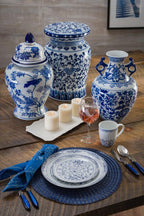 Blue Garden Bird and Blossom Ginger Jar - Euro Ceramica 