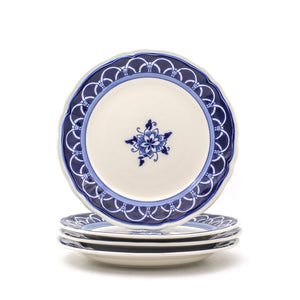 Blue Garden 4 Piece Hand-painted Dinner Plates