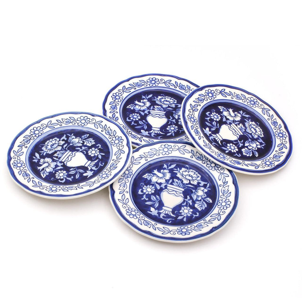 Blue Garden 4 Piece Hand-painted Salad Plates - Euro Ceramica 