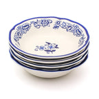Blue Garden 4 Piece Hand-painted Soup Bowls - Euro Ceramica 