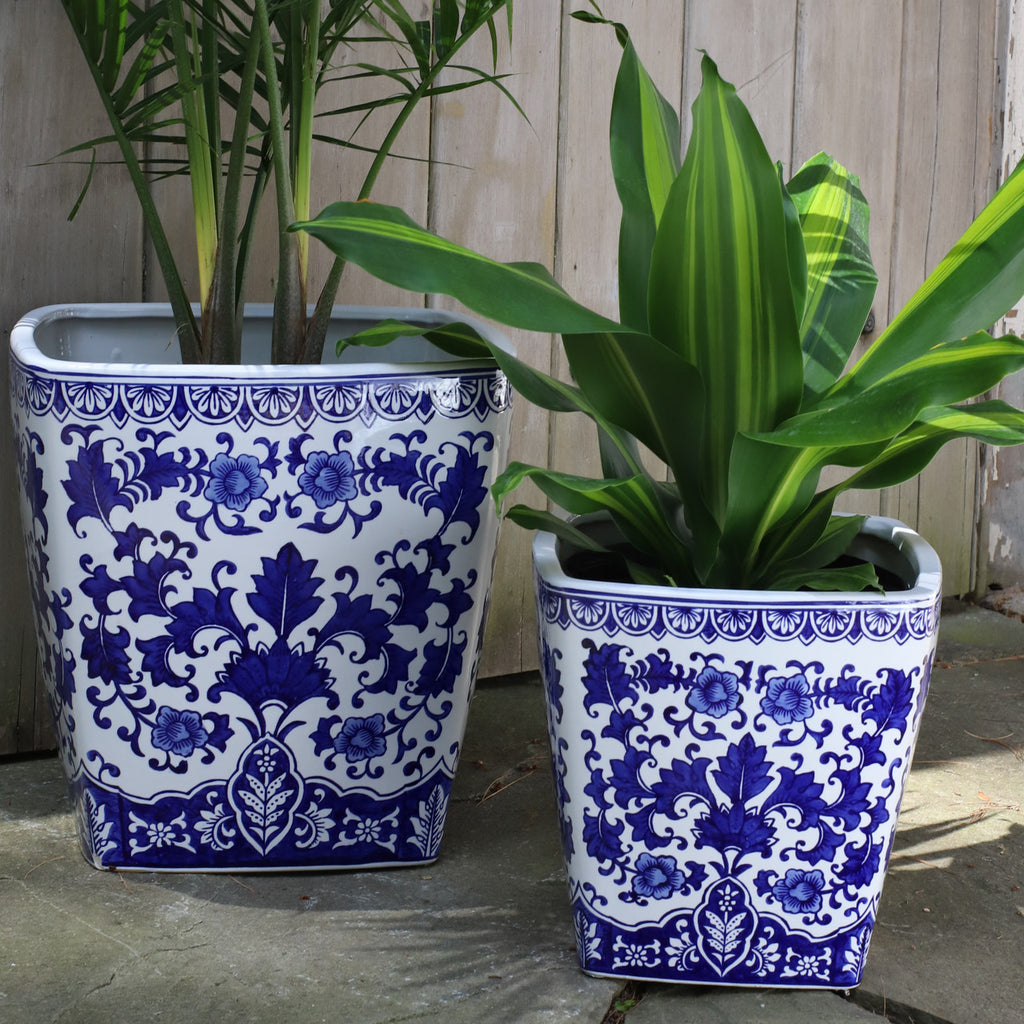 Blue and White 10" Camelia Garden Planter