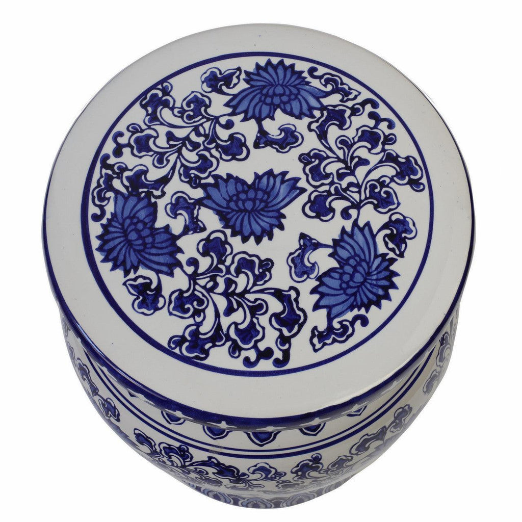 Blue Garden Stool Side Table - Euro Ceramica 