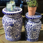 Blue Garden Stool Side Table - Euro Ceramica 