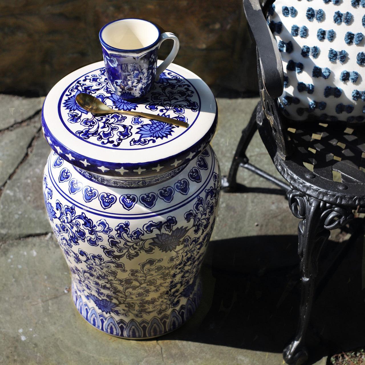 Blue Garden Stool Side Table - Euro Ceramica 