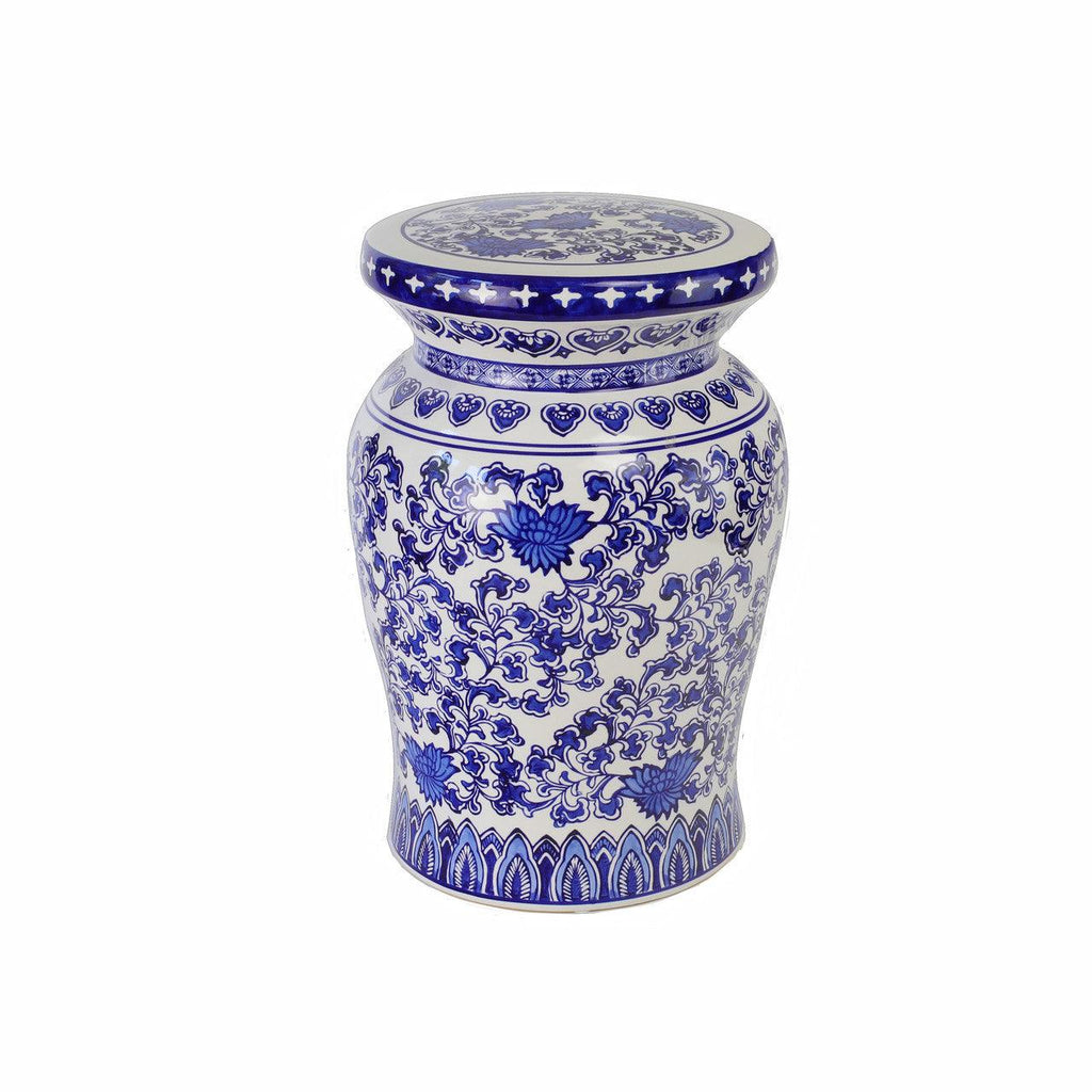 Blue Garden Stool Side Table - Euro Ceramica 