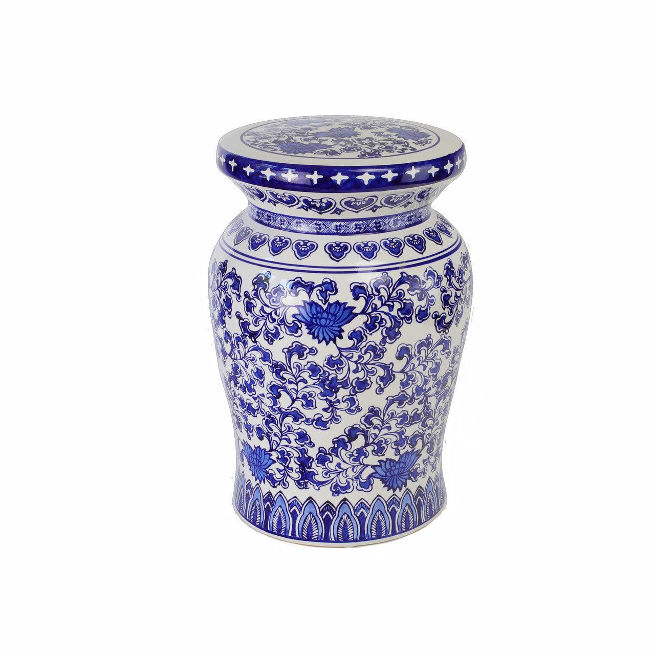Blue Garden Stool Side Table - Euro Ceramica 