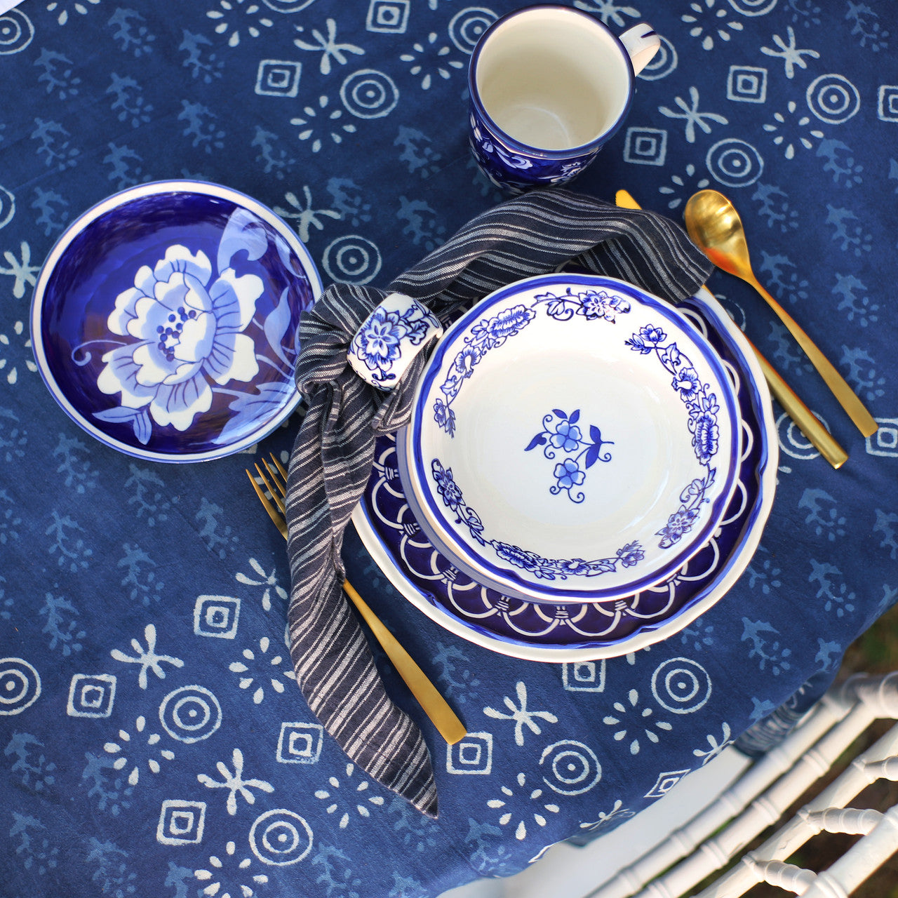 Blue Garden 6" Assorted Appetizer Plate (Set of 4) - Euro Ceramica 