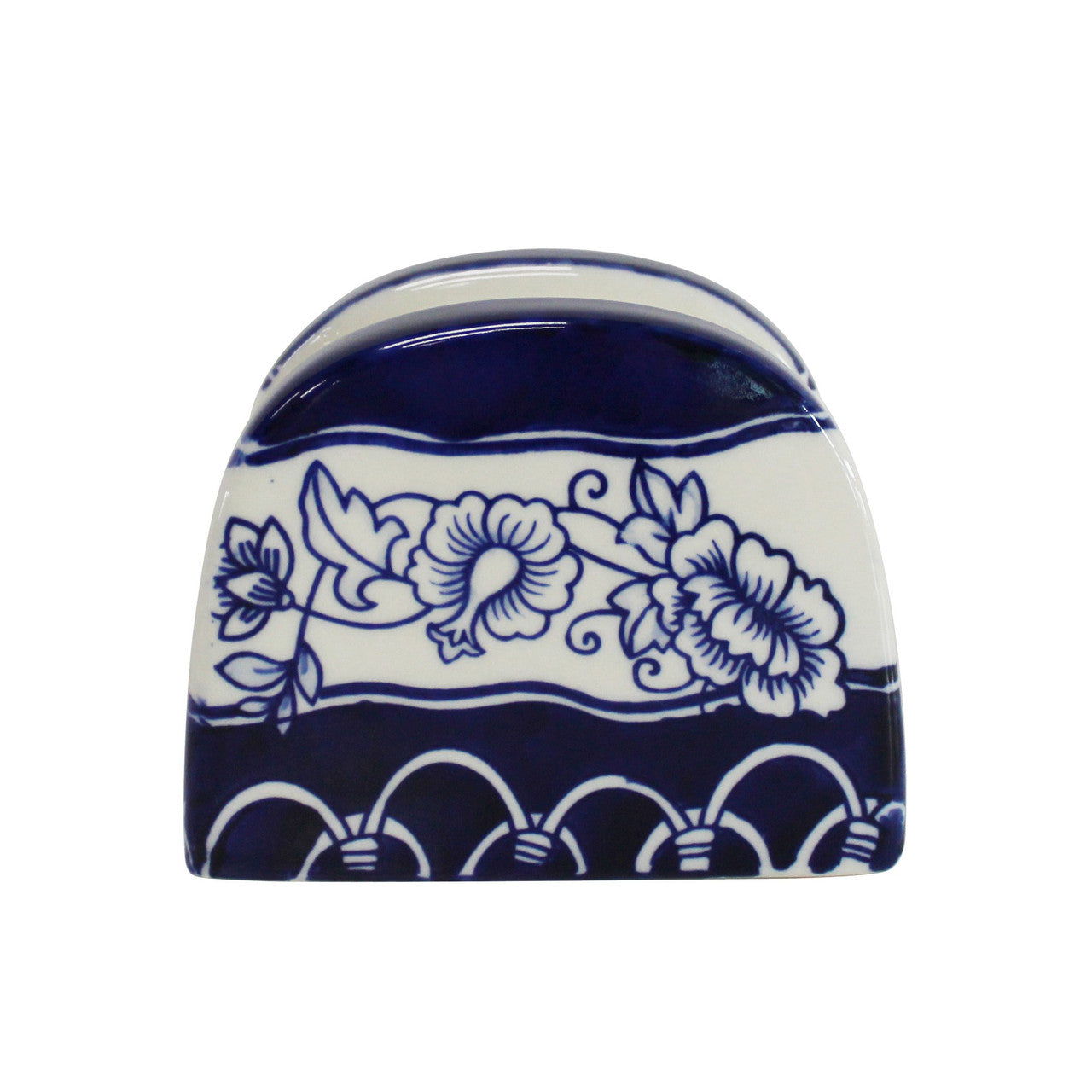 Blue Garden Table Accessory Set (Salt and Pepper Shakers & Napkin Holder) - Euro Ceramica 